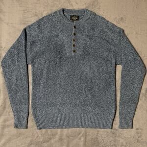 Redhead Men’s Cotton Henley Sweater Size L Blue Knit Fisherman Camping Cabin